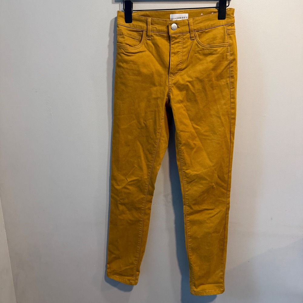 Loft Womens Mustard Yellow Skinny Pants Size 24 00 Ochre Stretch Casual 5-Pocket